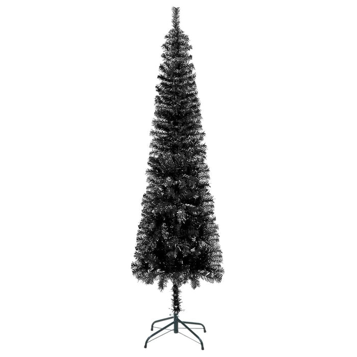Slim Christmas Tree with LEDs&Ball Set Black 240 cm
