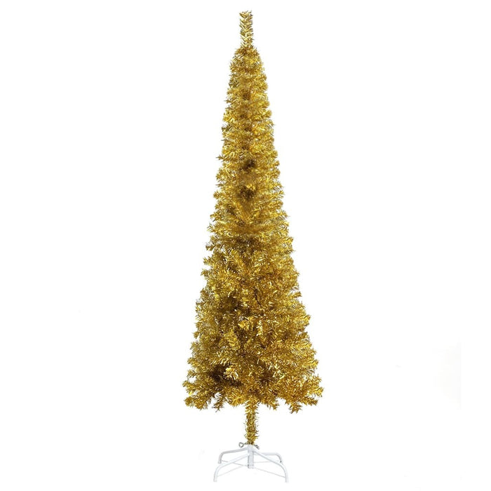 Slim Christmas Tree with LEDs&Ball Set Gold 150 cm