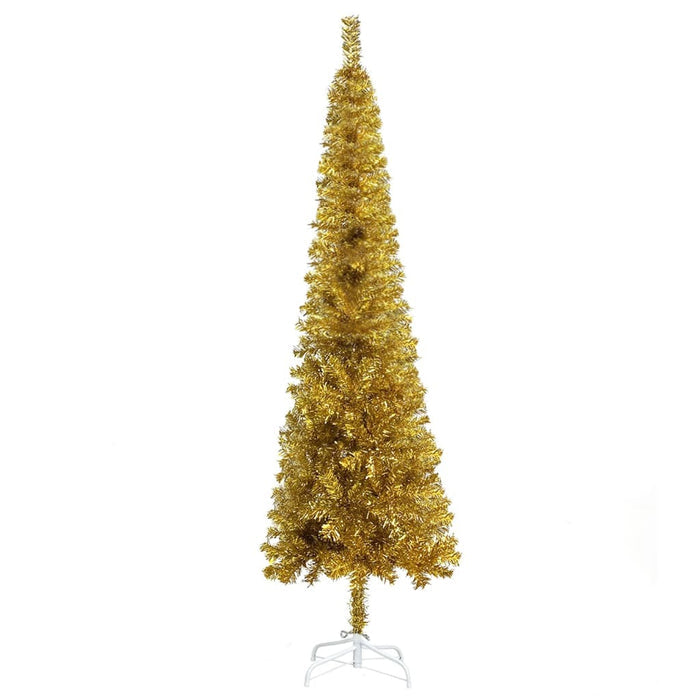 Slim Christmas Tree with LEDs&Ball Set Gold 180 cm