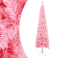 Slim Christmas Tree with LEDs&Ball Set Pink 120 cm