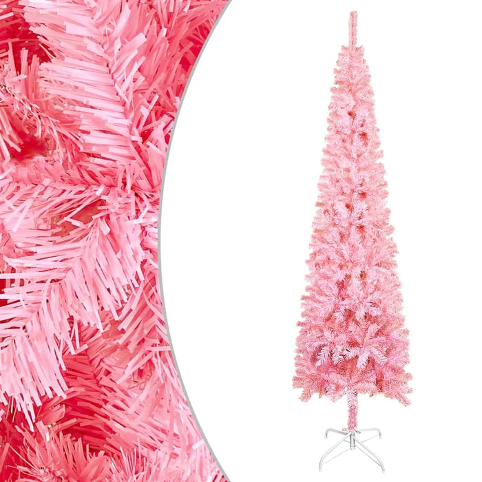 Slim Christmas Tree with LEDs&Ball Set Pink 210 cm