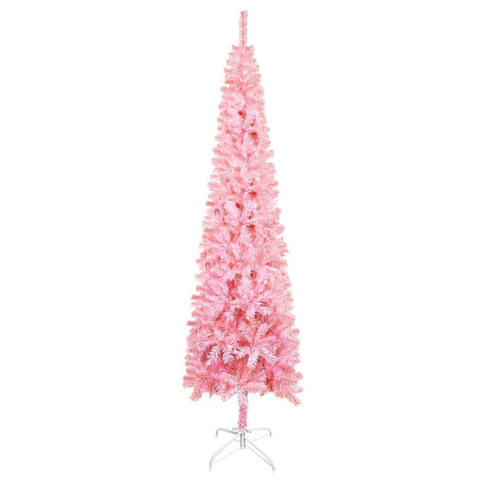 Slim Christmas Tree with LEDs&Ball Set Pink 210 cm