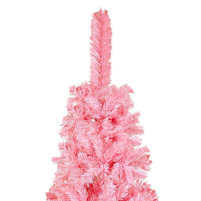 Slim Christmas Tree with LEDs&Ball Set Pink 210 cm