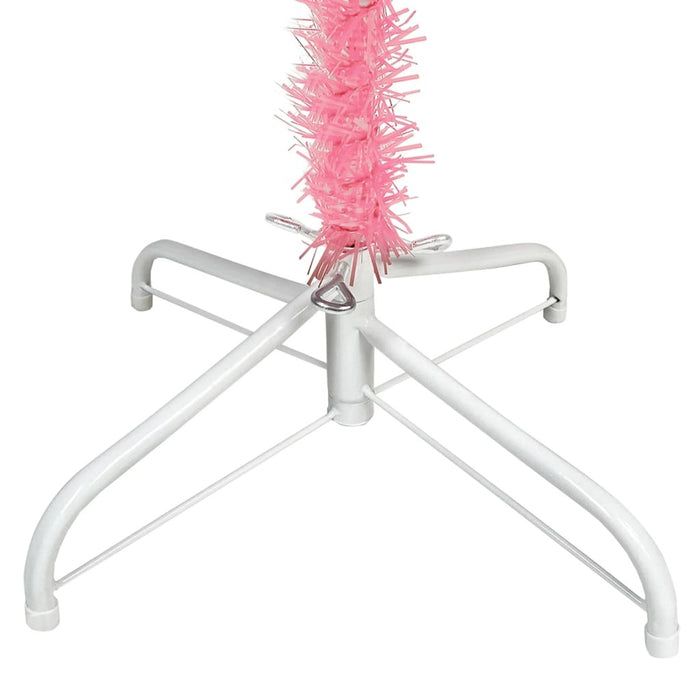 Slim Christmas Tree with LEDs&Ball Set Pink 210 cm