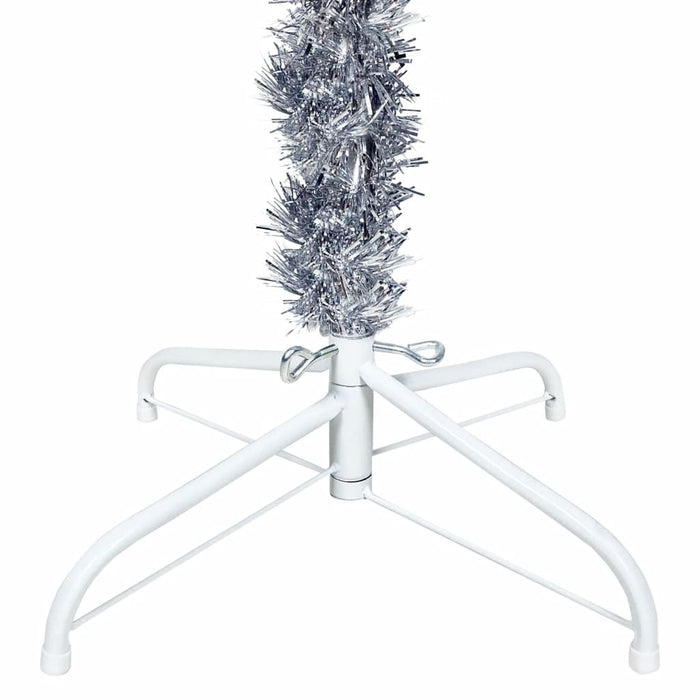Slim Christmas Tree with LEDs&Ball Set Silver 180 cm