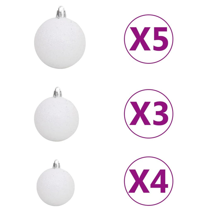 Slim Christmas Tree with LEDs&Ball Set Silver 180 cm