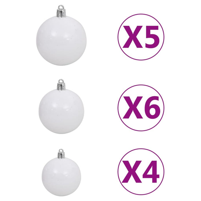 Slim Christmas Tree with LEDs&Ball Set Silver 180 cm