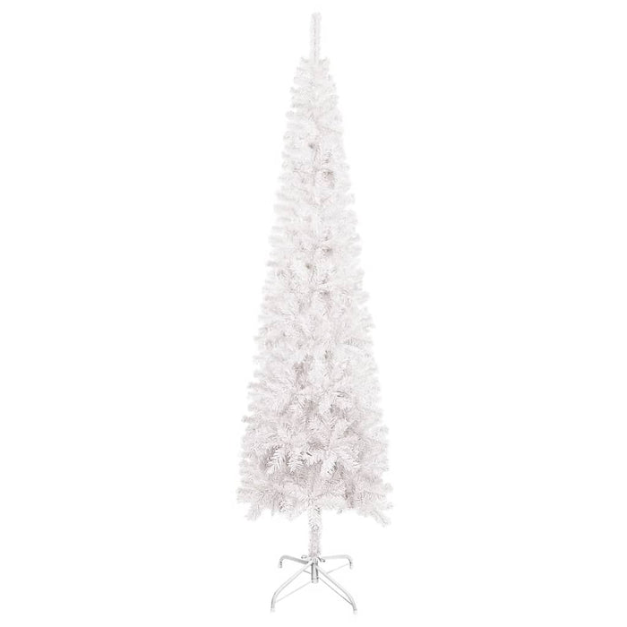 Slim Christmas Tree with LEDs&Ball Set White 180 cm