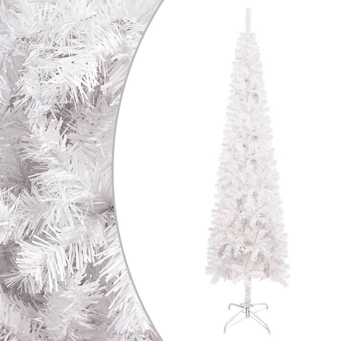 Slim Christmas Tree with LEDs&Ball Set White 240 cm