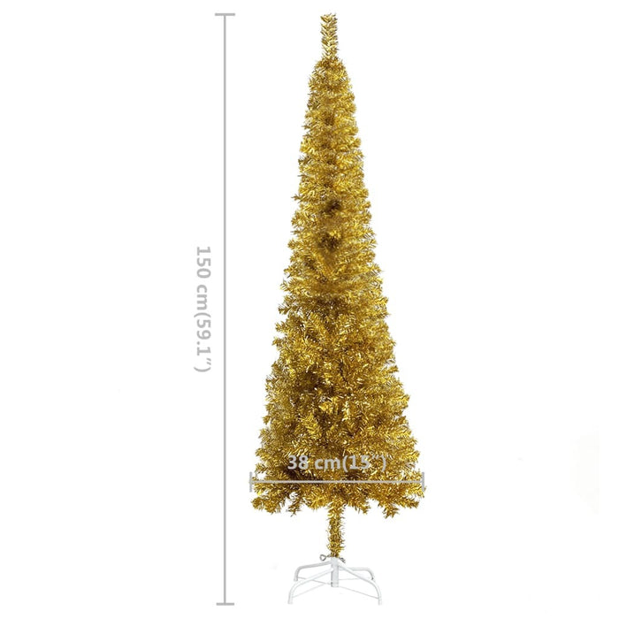 Slim Pre-lit Christmas Tree Gold 150 cm