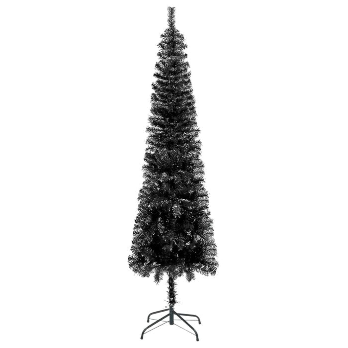Slim Pre-lit Christmas Tree with Ball Set Black 120 cm