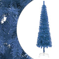 Slim Pre-lit Christmas Tree with Ball Set Blue 180 cm