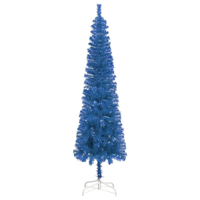 Slim Pre-lit Christmas Tree with Ball Set Blue 180 cm