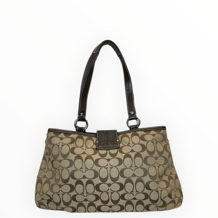 Coach Soho Lynn Hobo Bag Beige/Brown Signature Canvas