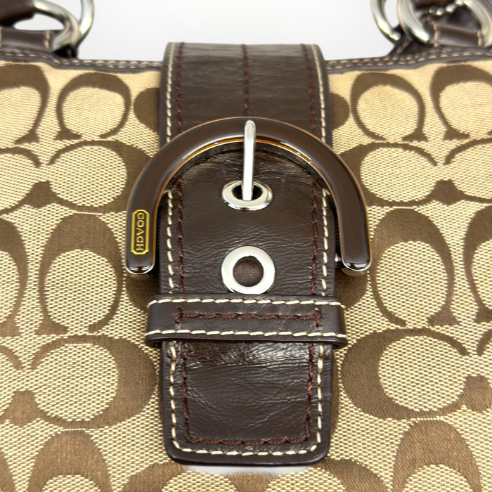 Coach Soho Lynn Hobo Bag Beige/Brown Signature Canvas