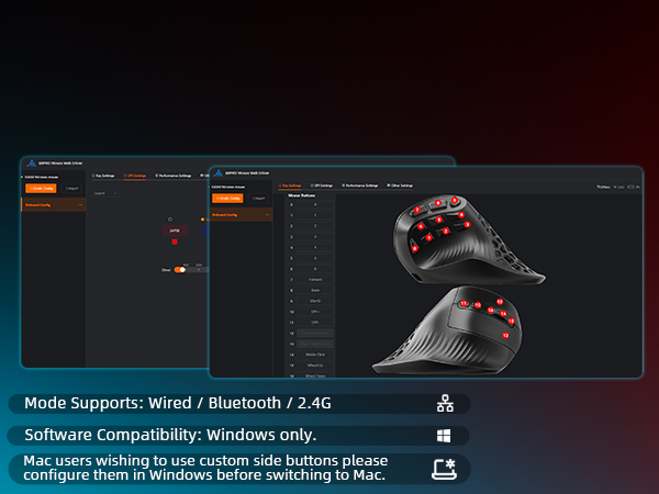 SOLAKAKA E9 Pro Vertical MMO Mouse Tri-Mode 36000 DPI 8000Hz Black
