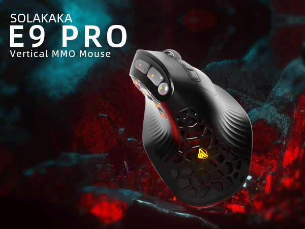SOLAKAKA E9 Pro Vertical MMO Mouse Tri-Mode 36000 DPI 8000Hz Black