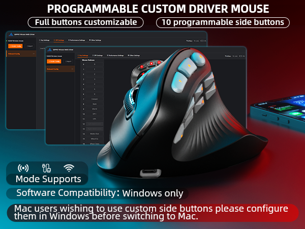 SOLAKAKA E9 Pro Vertical MMO Mouse Tri-Mode 36000 DPI 8000Hz Black