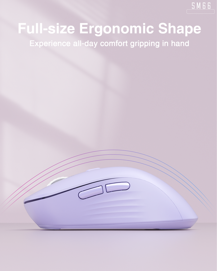 SOLAKAKA Silent Wireless Mouse Bluetooth 2.4GHz 4200 DPI 7 Buttons Purple