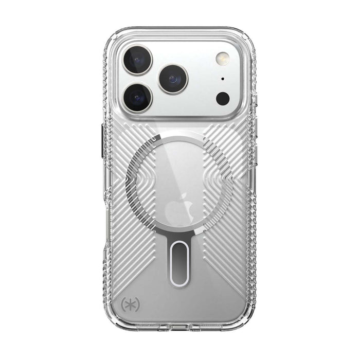 Speck Presidio Clear Grip MagSafe Case With ClickLock for iPhone 17 Pro - Clear/Silver