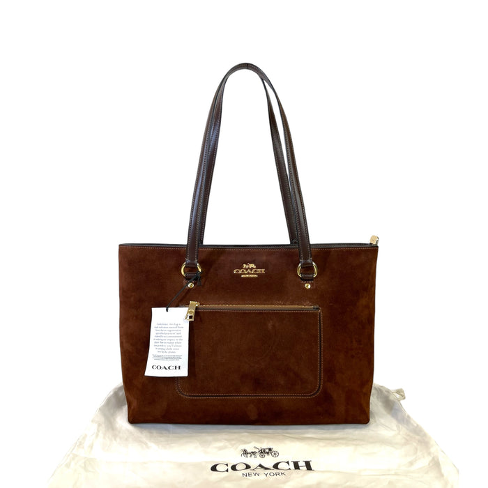 Coach Station Vintage Brown Suede Large Tote Bag