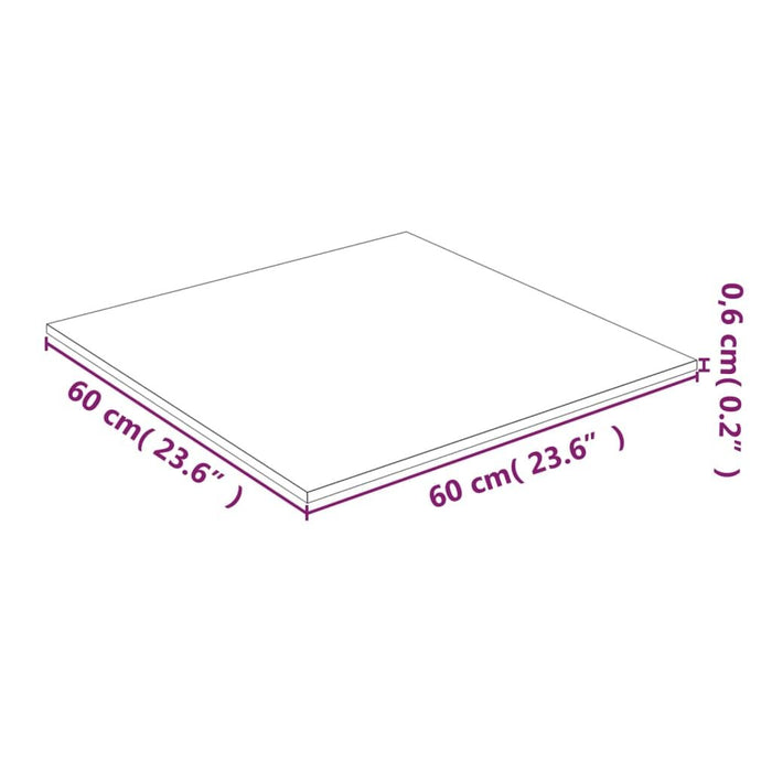 Table Top Transparent 60x60 cm Tempered Glass