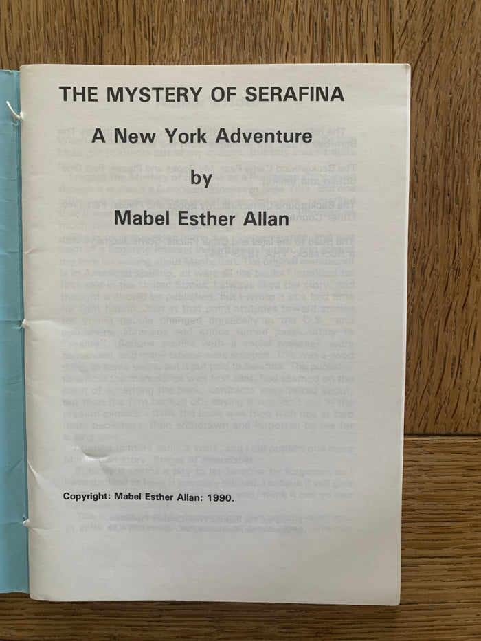 The Mystery of Serafina - A New York Adventure (signed)