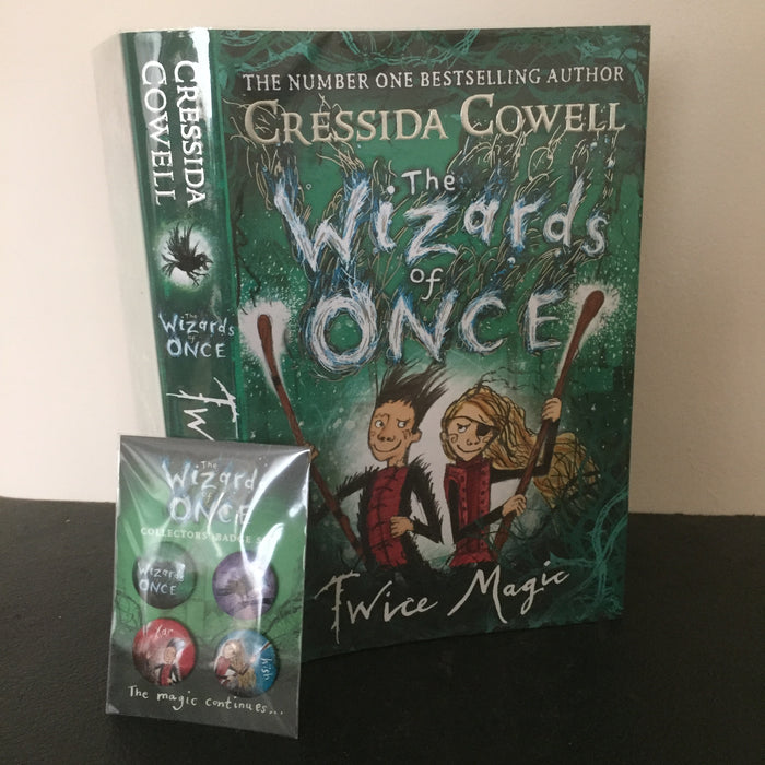 The Wizards of Once - Twice Magic (signed) plus collectors' badge set