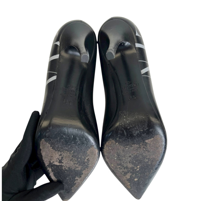Valentino VLTN Black Leather Pumps Size EU 36.5