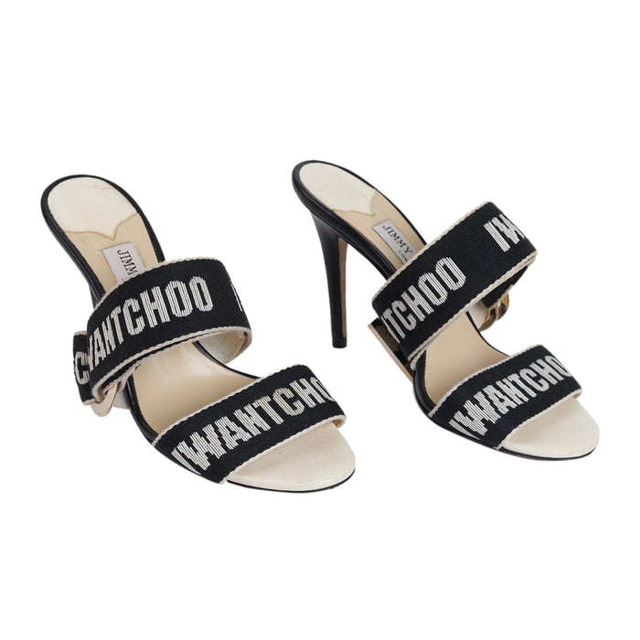 Jimmy Choo Web Bailey Logo Ankle Strap Sandals