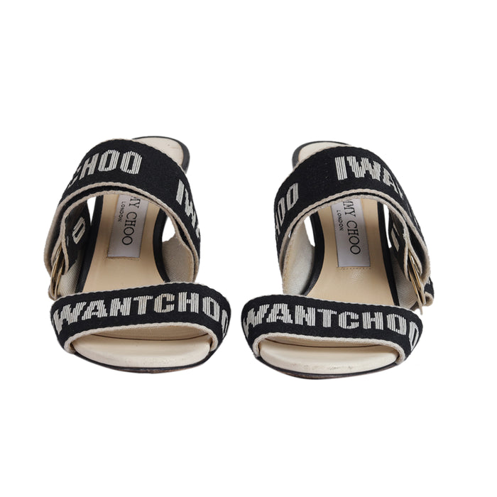 Jimmy Choo Web Bailey Logo Ankle Strap Sandals