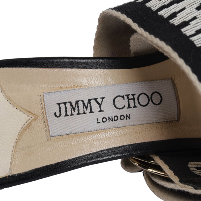 Jimmy Choo Web Bailey Logo Ankle Strap Sandals
