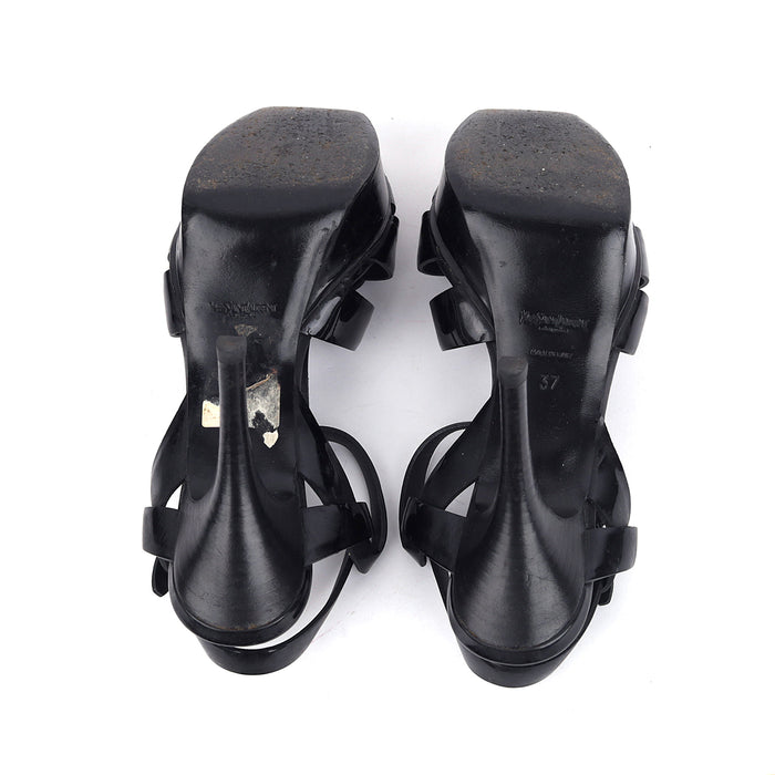 Yves Saint Laurent Black Patent Tribute Sandals - Size EU 37