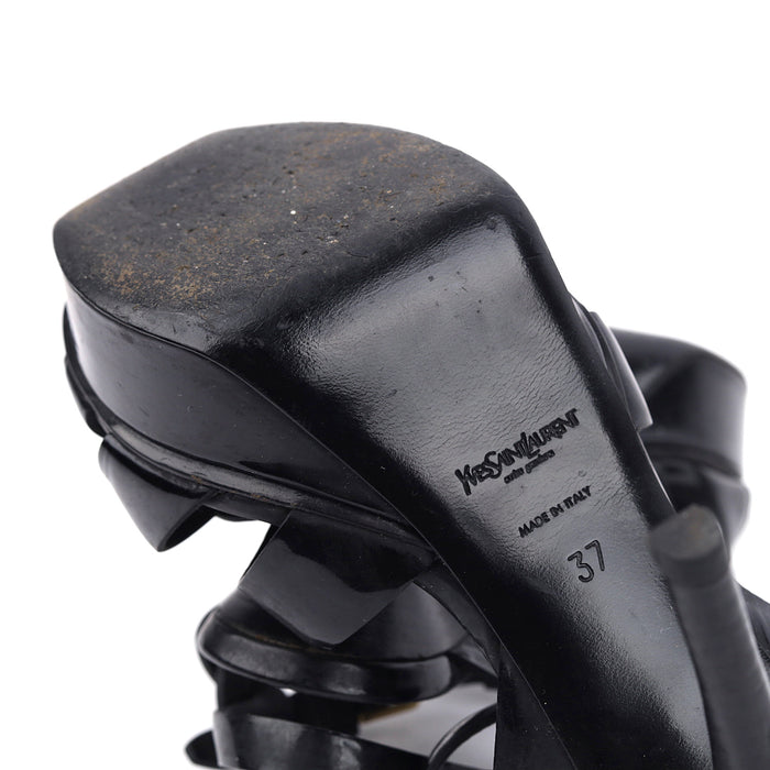 Yves Saint Laurent Black Patent Tribute Sandals - Size EU 37
