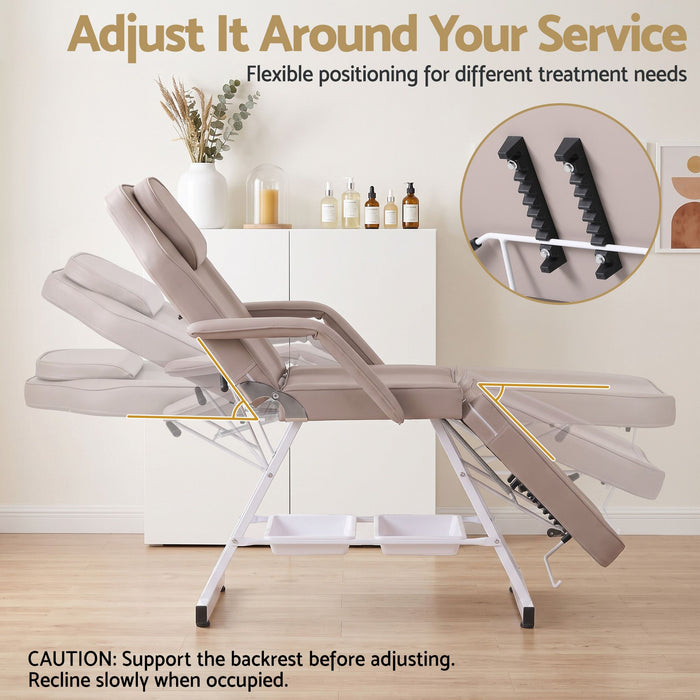 Zenses Beauty Bed with Stool Adjustable Facial Massage Table For Salon Services Beige