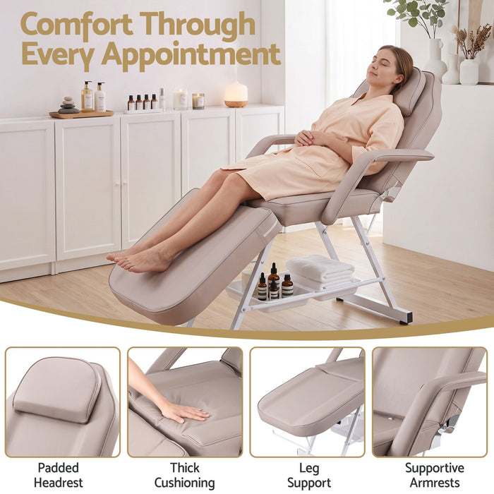 Zenses Beauty Bed with Stool Adjustable Facial Massage Table For Salon Services Beige